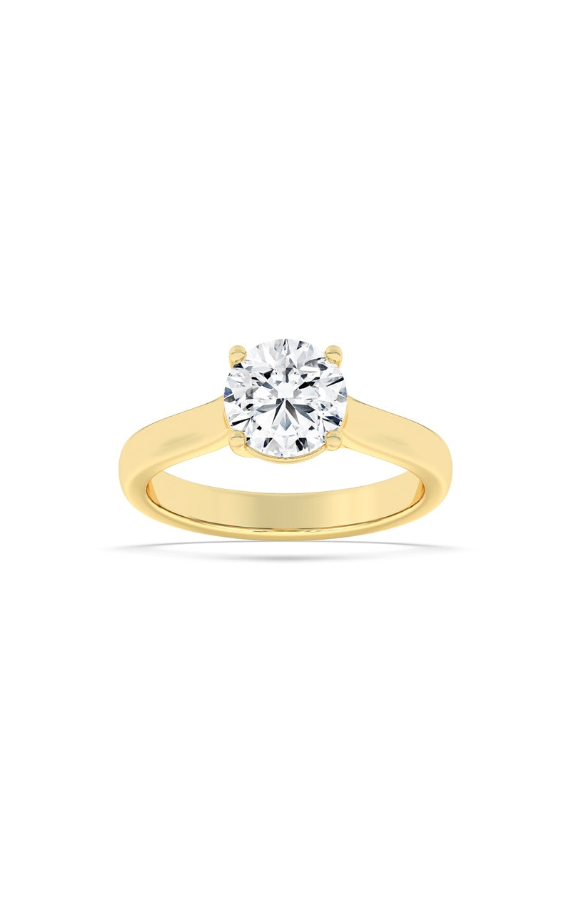 1Cttw Round Shaped Lab Grown Diamond (F/VS) PlainCathedral Trellis Shank Solitaire Engagement Ringin 14K Gold