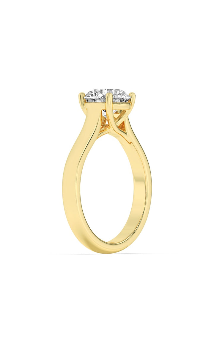 1Cttw Round Shaped Lab Grown Diamond (F/VS) PlainCathedral Trellis Shank Solitaire Engagement Ringin 14K Gold