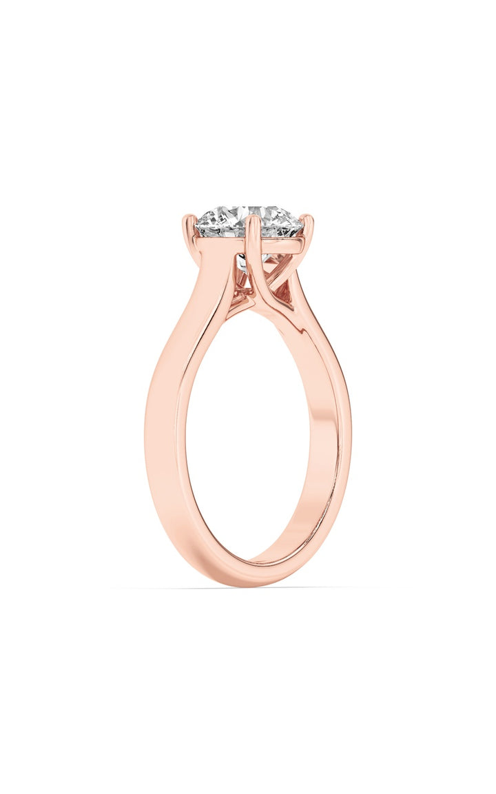 2Cttw Round Shaped Lab Grown Diamond (F/VS) Plain Cathedral Trellis Shank Solitaire Engagement Ring in 14K Gold
