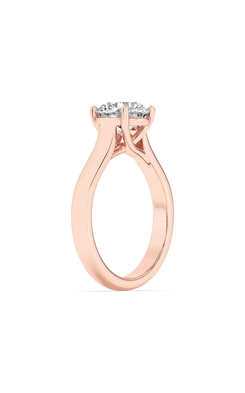 2Cttw Round Shaped Lab Grown Diamond (F/VS) PlainCathedral Trellis Shank Solitaire Engagement Ringin 14K Gold