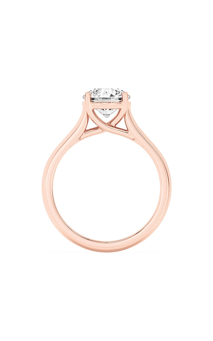 2Cttw Round Shaped Lab Grown Diamond (F/VS) PlainCathedral Trellis Shank Solitaire Engagement Ringin 14K Gold