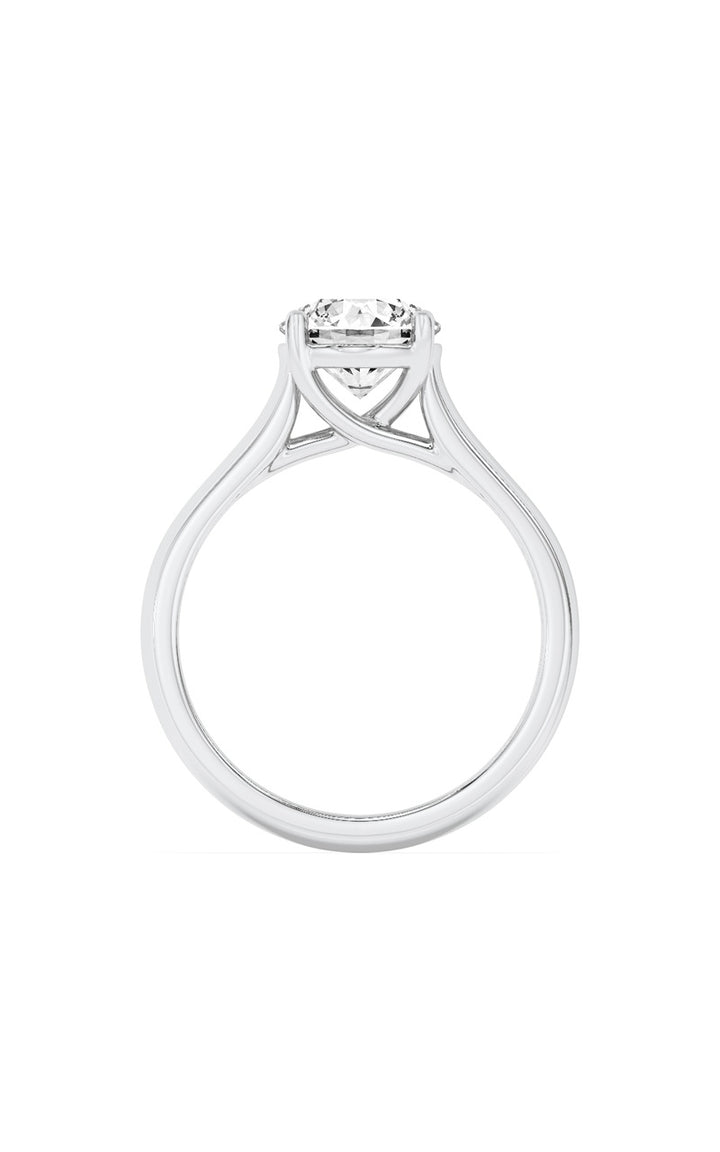 3Cttw Round Shaped Lab Grown Diamond (F/VS) PlainCathedral Trellis Shank Solitaire Engagement Ringin 14K Gold