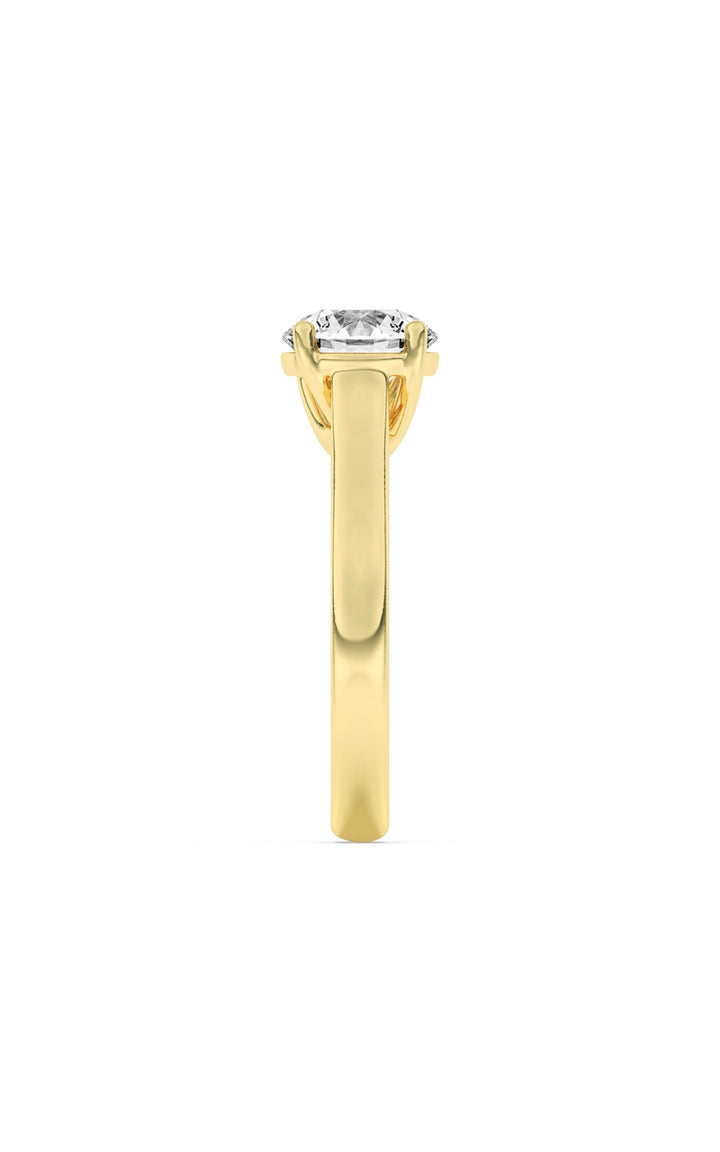 3Cttw Round Shaped Lab Grown Diamond (F/VS) PlainCathedral Trellis Shank Solitaire Engagement Ringin 14K Gold