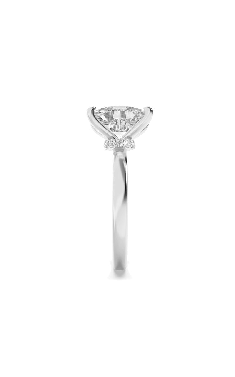 3.25Cttw Elongated Cushion Shaped Lab Grown Diamond (F/VS) Hidden Halo Plain Shank Engagement Ring in 14K Gold