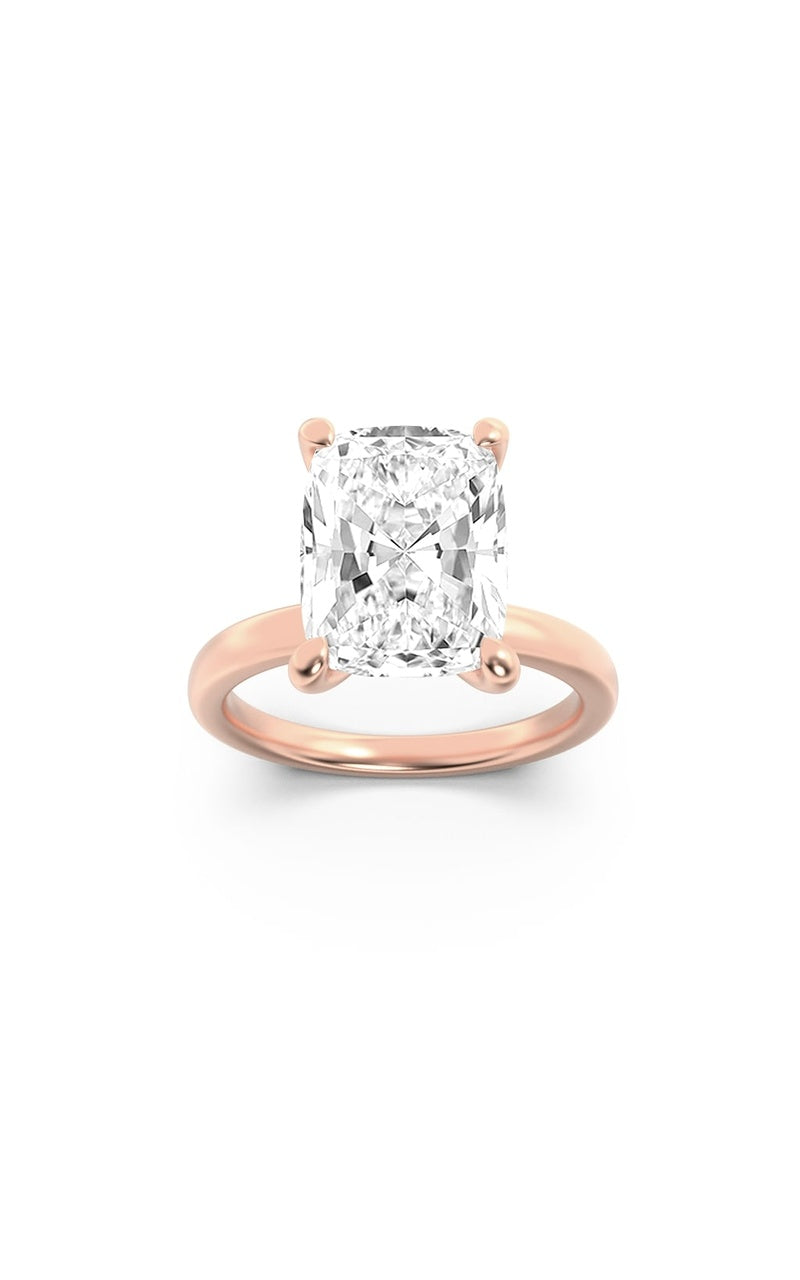 3.25Cttw Elongated Cushion Shaped Lab Grown Diamond (F/VS) Hidden Halo Plain Shank Engagement Ring in 14K Gold