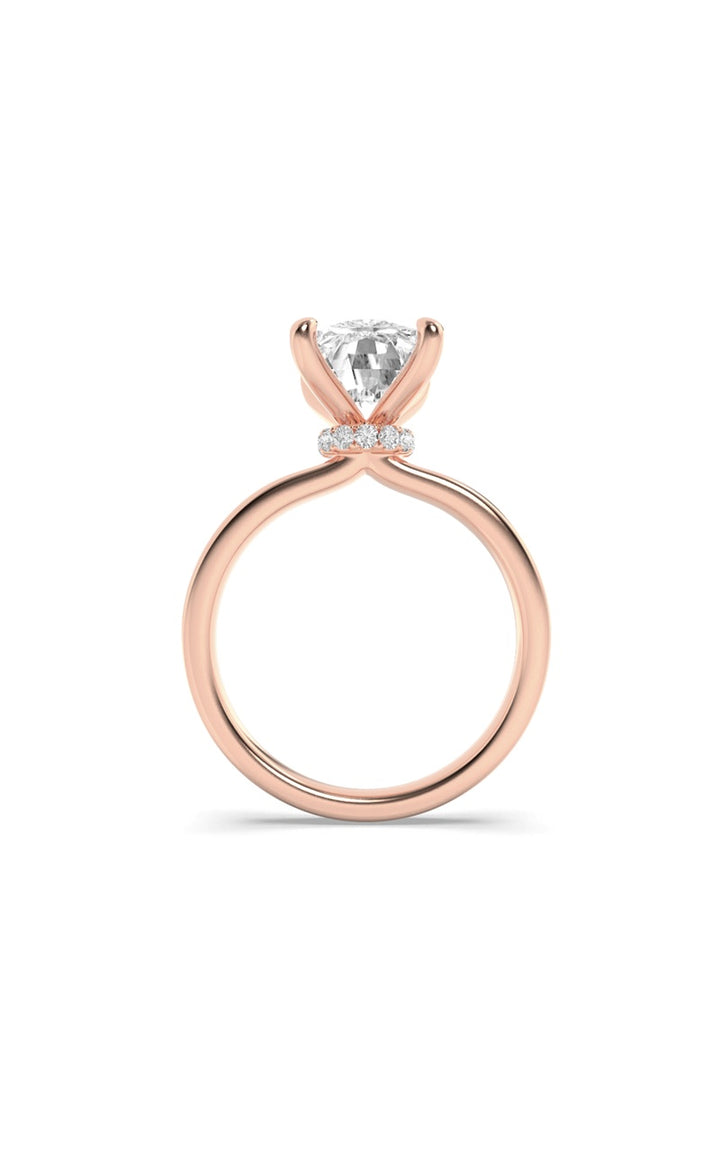 3.25CTW Elongated Cushion Shaped Lab Grown Diamond (F/VS) Hidden Halo Plain Shank Engagement Ring in 14K Gold