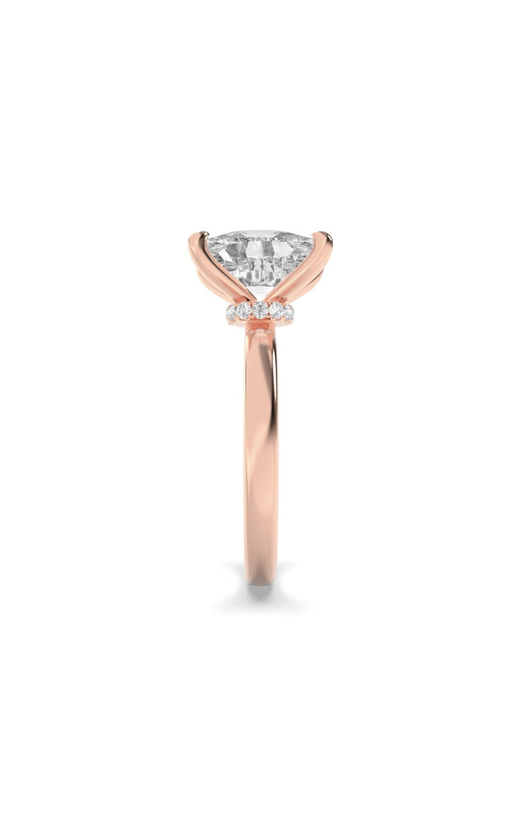 2Cttw Elongated Cushion Shaped Lab Grown Diamond (F/VS) Hidden Halo Plain Shank Engagement Ring in 14K Gold