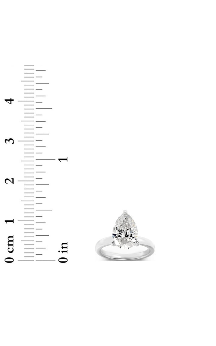 3CTW Pear Shaped Lab Grown Diamond (F/VS) Hidden Halo Plain Shank Engagement Ring in 14K Gold