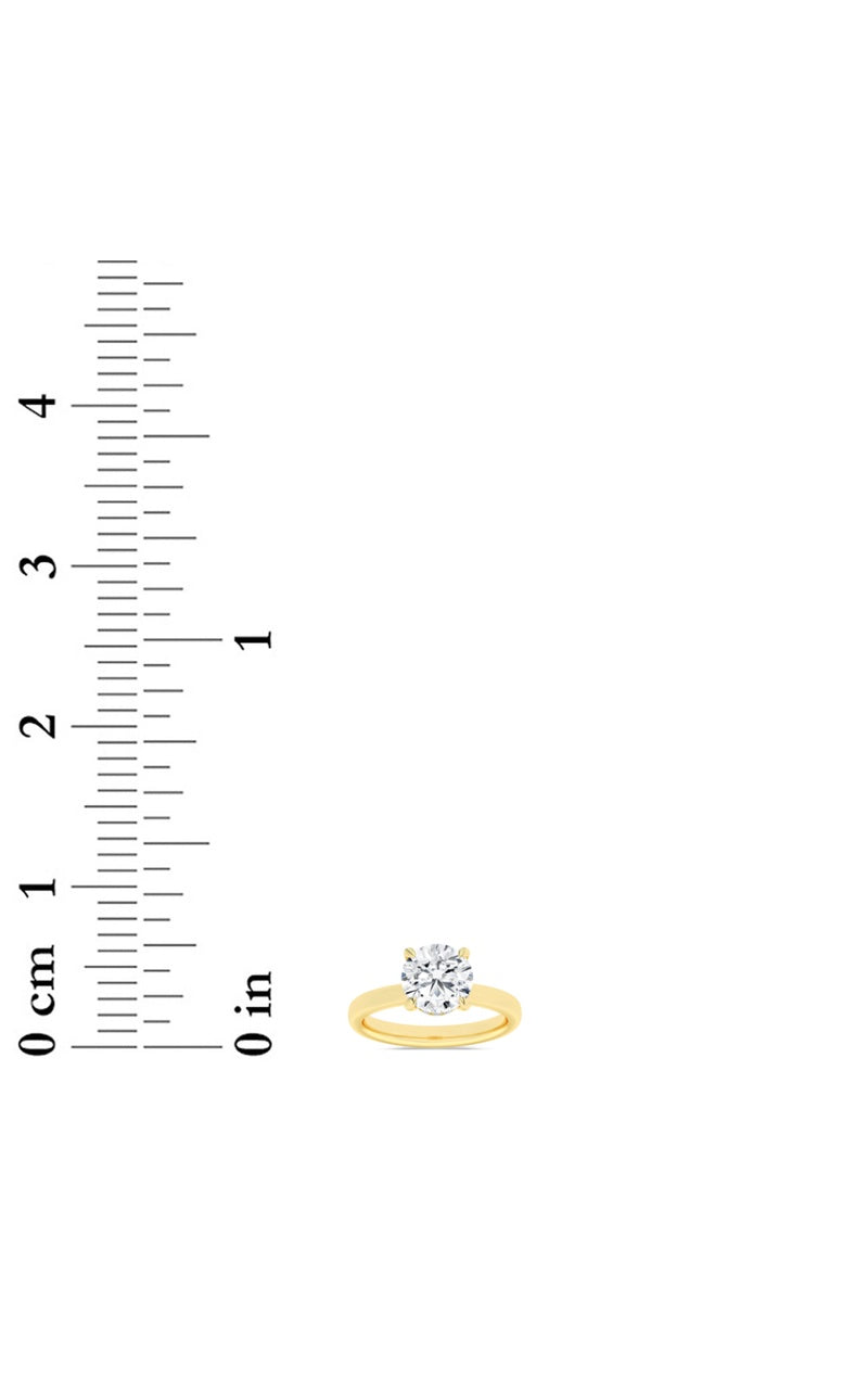 1Cttw Round Shaped Lab Grown Diamond (F/VS) Hidden Halo Plain Shank Engagement Ring in 14K Gold