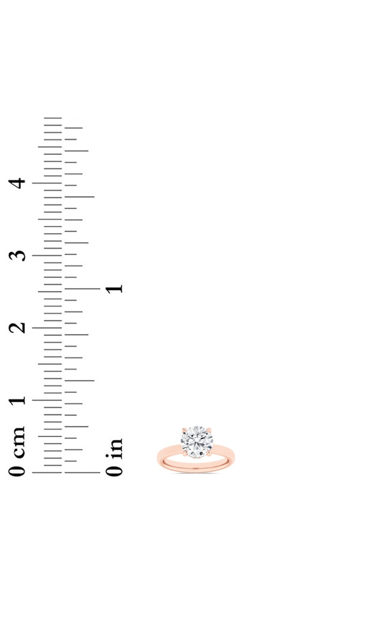 1Cttw Round Shaped Lab Grown Diamond (F/VS) Hidden Halo Plain Shank Engagement Ring in 14K Gold