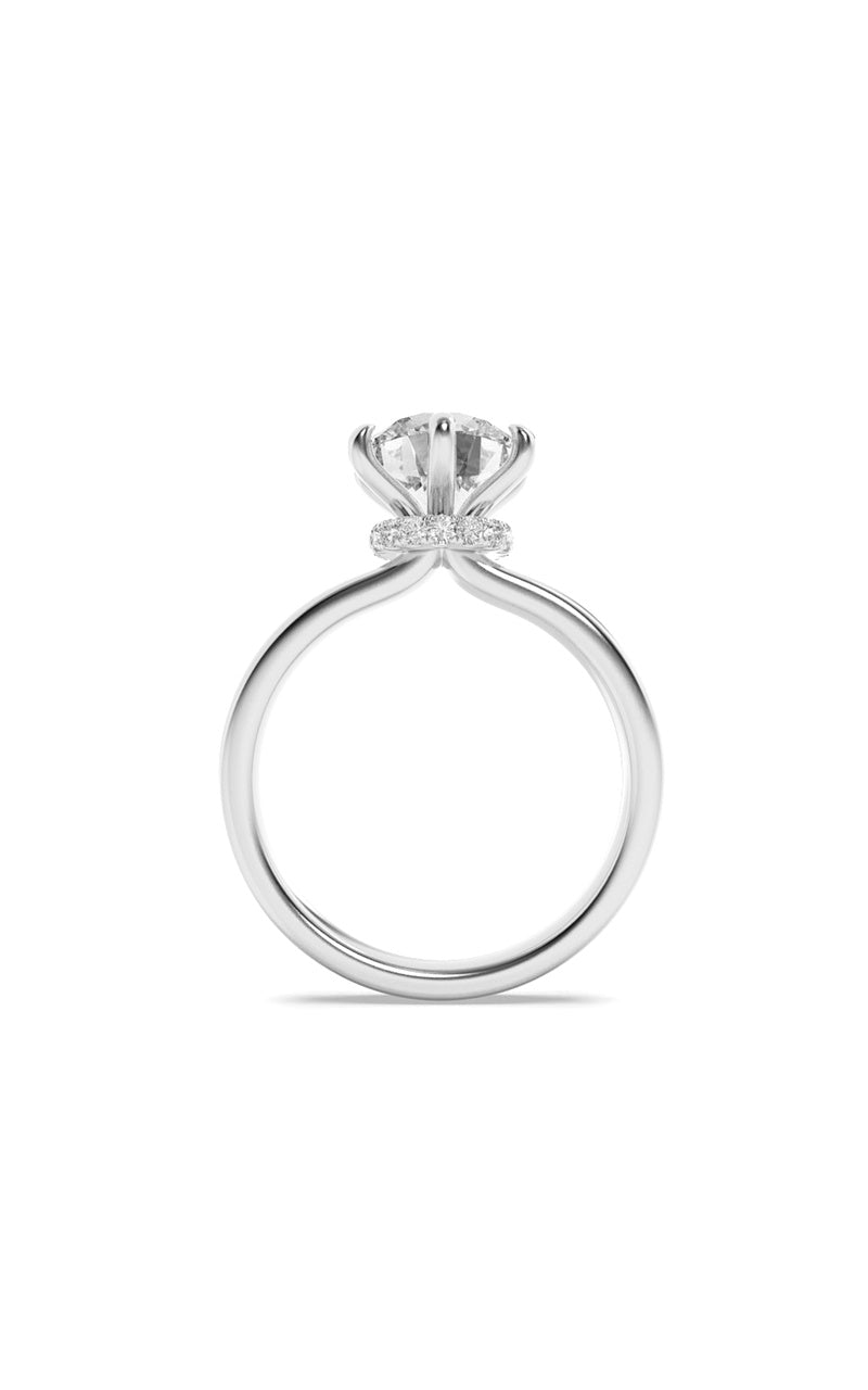 2Cttw Round Shaped Lab Grown Diamond (F/VS) Hidden Halo Plain Shank Engagement Ring in 14K Gold