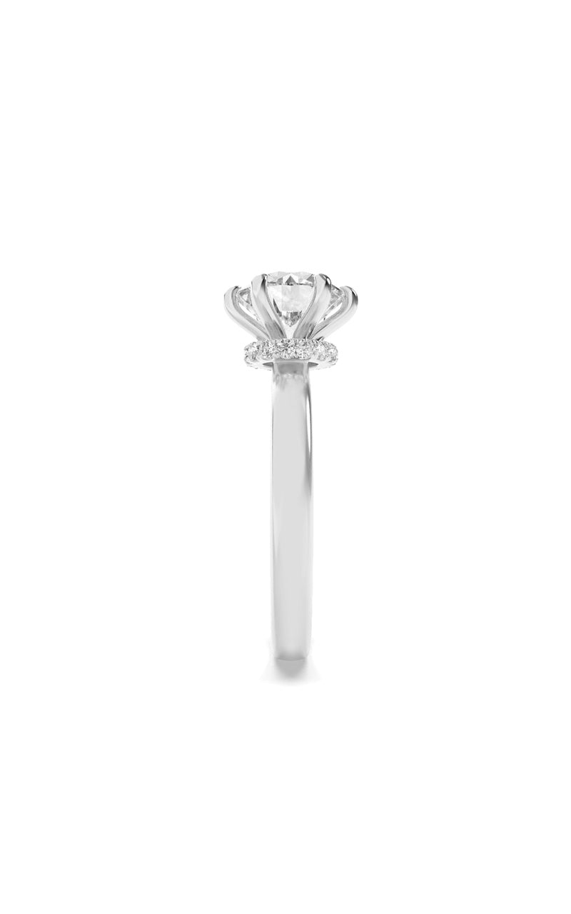 2CTW Round Shaped Lab Grown Diamond (F/VS) Hidden Halo Plain Shank Engagement Ring in 14K Gold