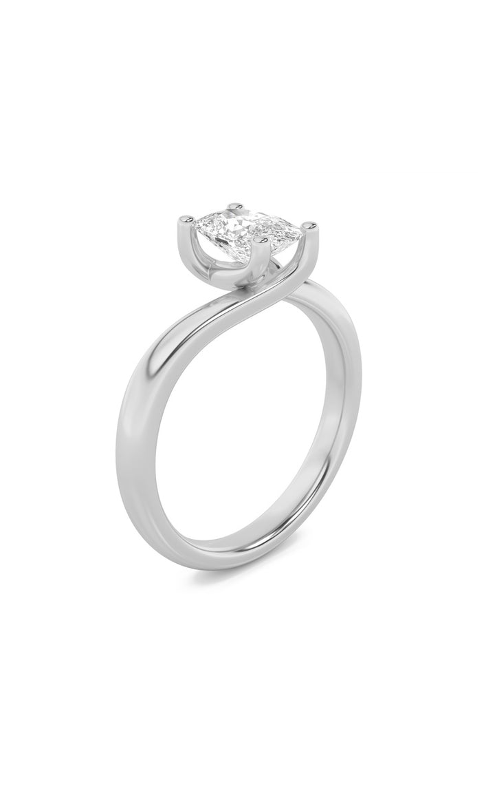 1Cttw Elongated Cushion Shaped Lab Grown Diamond (F/VS) Bypass Shank Engagement Ring in 14K Gold