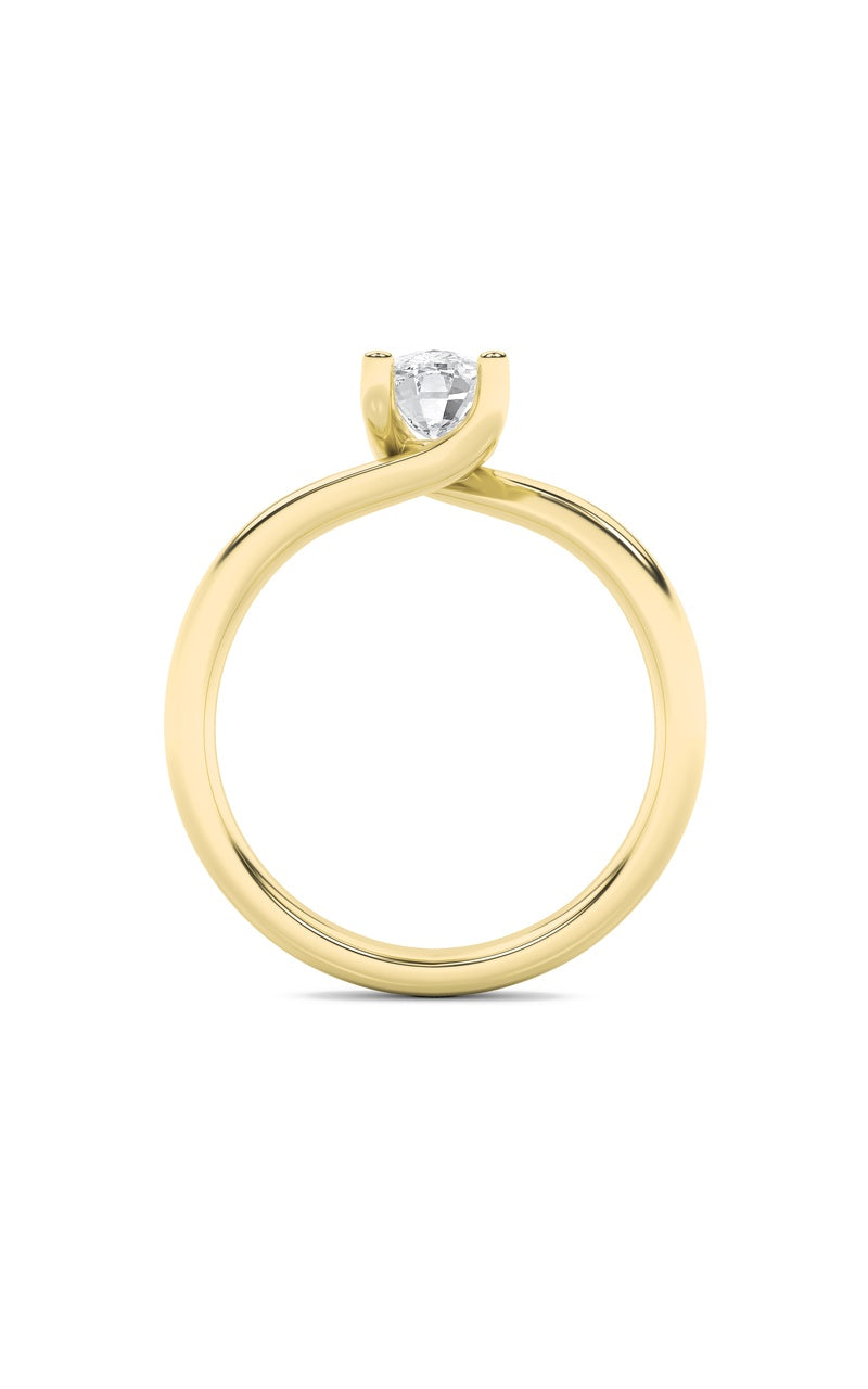 1Cttw Elongated Cushion Shaped Lab Grown Diamond (F/VS) Bypass Shank Engagement Ring in 14K Gold