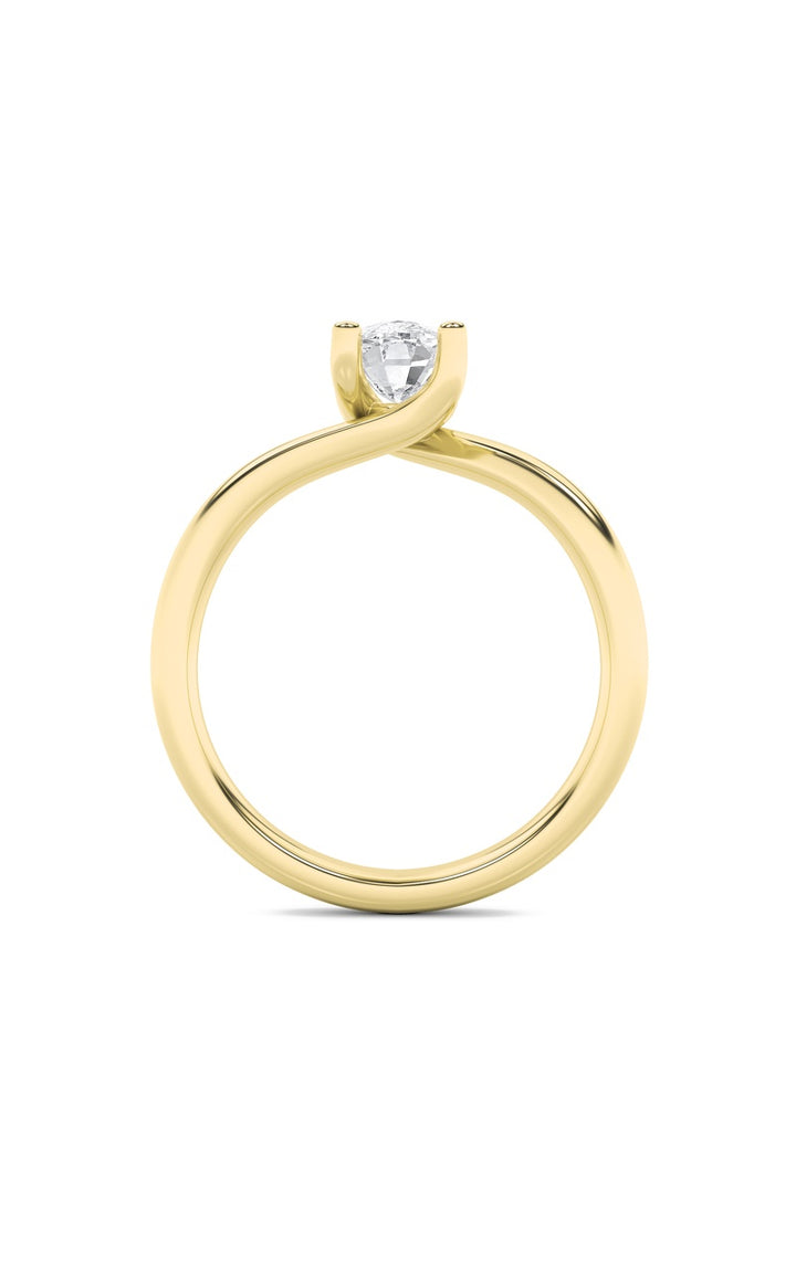 1Cttw Elongated Cushion Shaped Lab Grown Diamond (F/VS) Bypass Shank Engagement Ring in 14K Gold