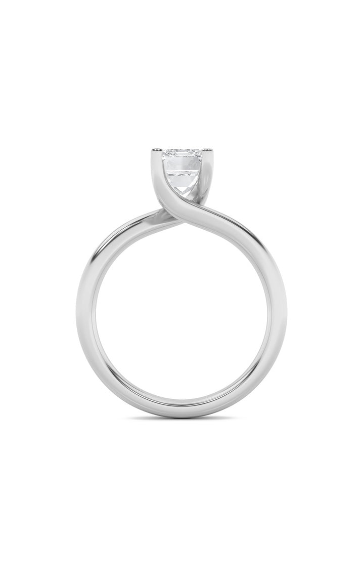1Cttw Emerald Shaped Lab Grown Diamond (F/VS) Bypass Shank Engagement Ring in 14K Gold