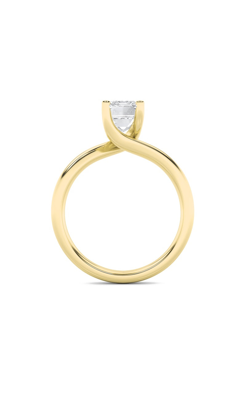 2Cttw Emerald Shaped Lab Grown Diamond (F/VS) Bypass Shank Engagement Ring in 14K Gold