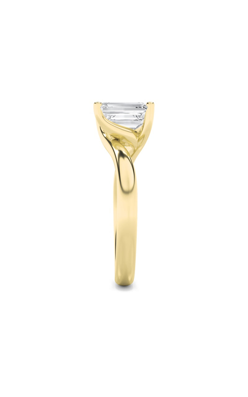2Cttw Emerald Shaped Lab Grown Diamond (F/VS) Bypass Shank Engagement Ring in 14K Gold