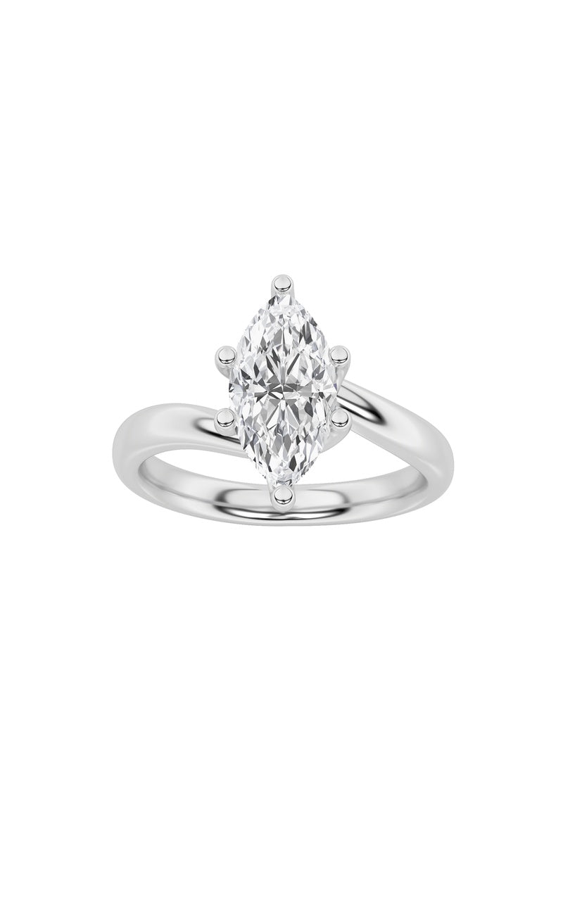 1Cttw Marquise Shaped Lab Grown Diamond (F/VS) Bypass Shank Engagement Ring in 14K Gold