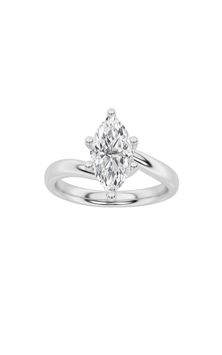 1Cttw Marquise Shaped Lab Grown Diamond (F/VS) Bypass Shank Engagement Ring in 14K Gold