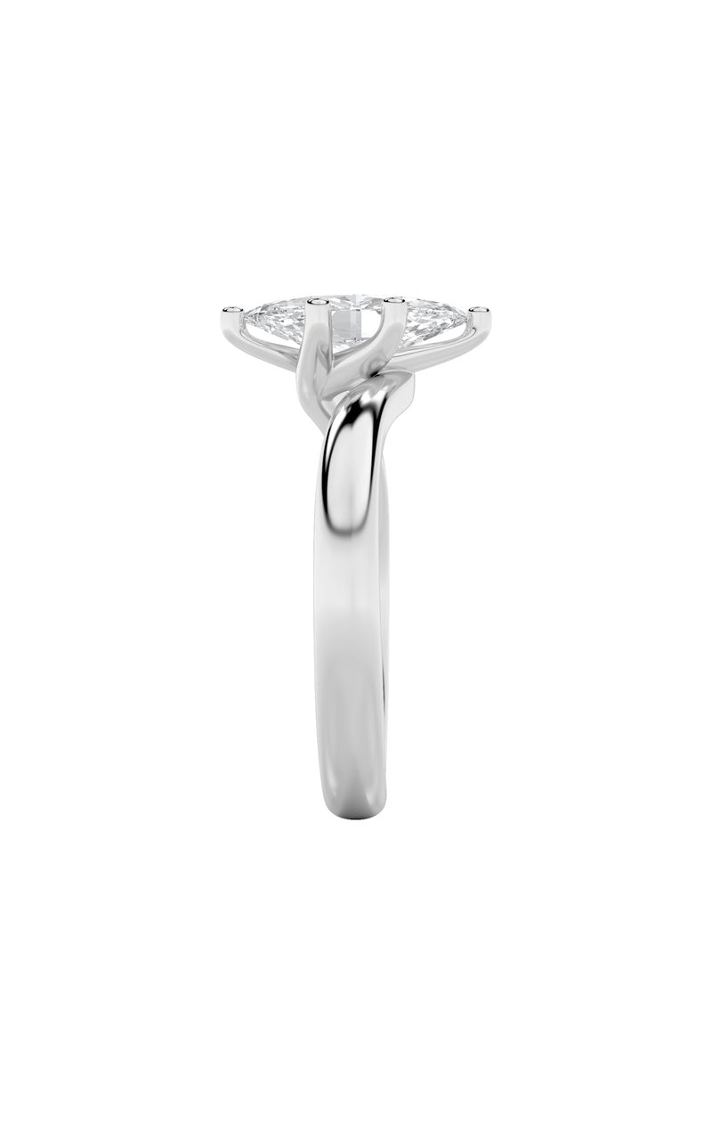 1Cttw Marquise Shaped Lab Grown Diamond (F/VS) Bypass Shank Engagement Ring in 14K Gold