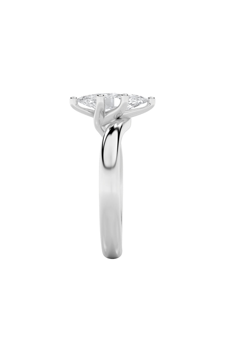 1Cttw Marquise Shaped Lab Grown Diamond (F/VS) Bypass Shank Engagement Ring in 14K Gold
