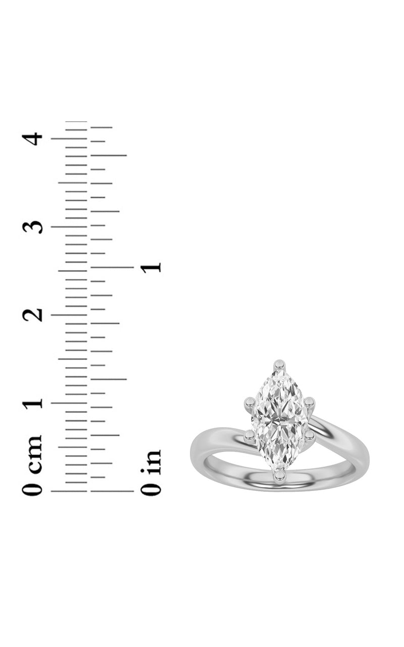 1Cttw Marquise Shaped Lab Grown Diamond (F/VS) Bypass Shank Engagement Ring in 14K Gold