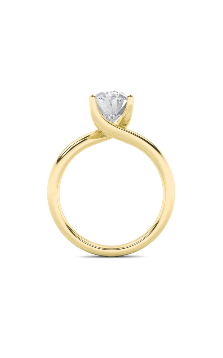 1Cttw Oval Shaped Lab Grown Diamond (F/VS) Bypass Shank Engagement Ring in 14K Gold