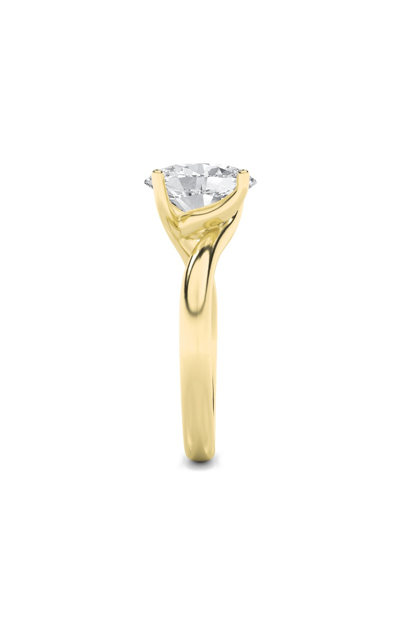 1Cttw Oval Shaped Lab Grown Diamond (F/VS) BypassShank Engagement Ring in 14K Gold