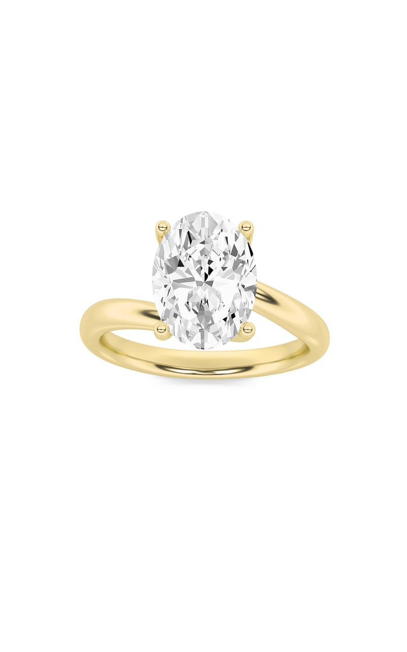 2CTW Oval Shaped Lab Grown Diamond (F/VS) Bypass Shank Engagement Ring in 14K Gold