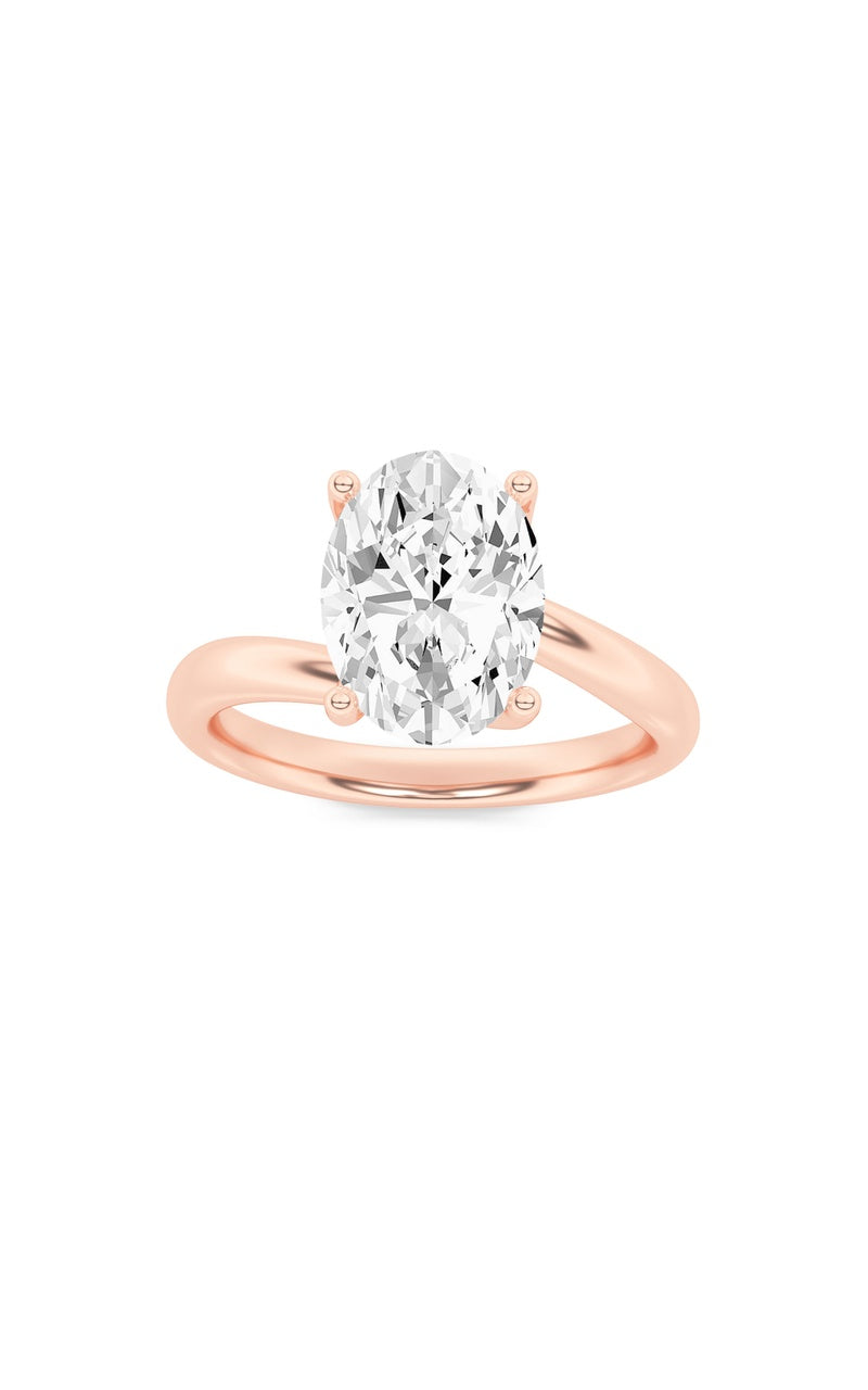 2Cttw Oval Shaped Lab Grown Diamond (F/VS) BypassShank Engagement Ring in 14K Gold