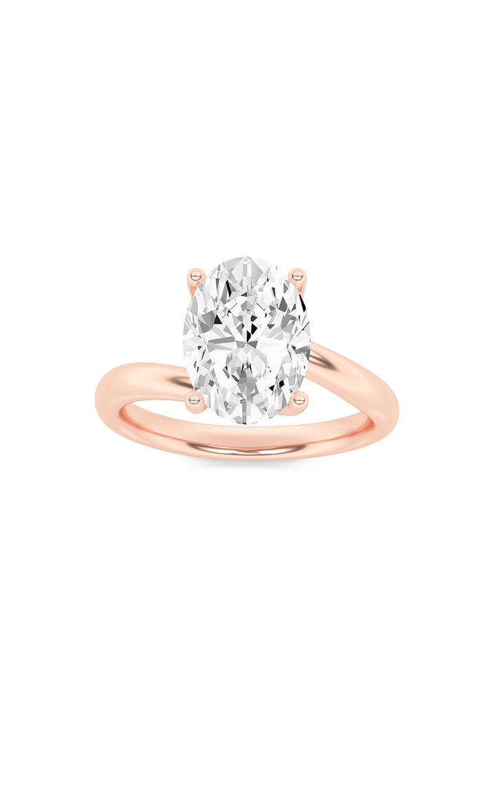 2Cttw Oval Shaped Lab Grown Diamond (F/VS) BypassShank Engagement Ring in 14K Gold