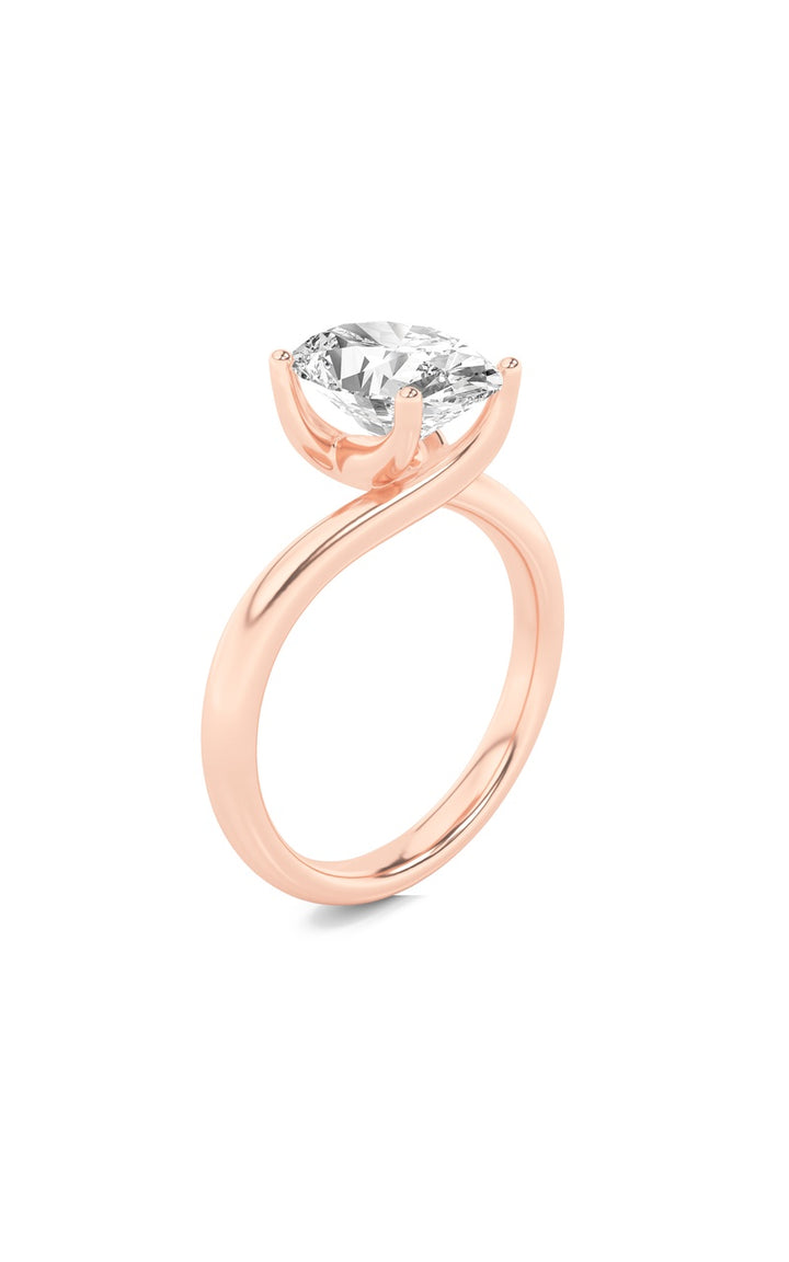 2CTW Oval Shaped Lab Grown Diamond (F/VS) Bypass Shank Engagement Ring in 14K Gold