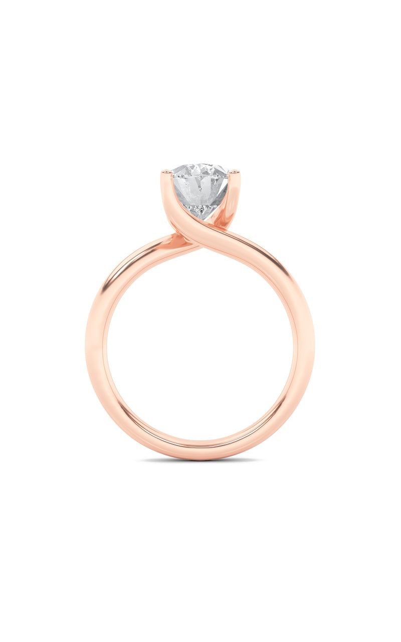 2CTW Oval Shaped Lab Grown Diamond (F/VS) Bypass Shank Engagement Ring in 14K Gold