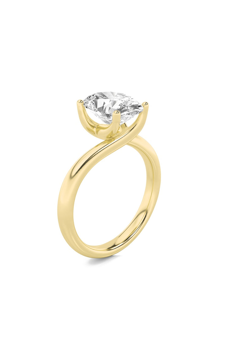 3Cttw Oval Shaped Lab Grown Diamond (F/VS) BypassShank Engagement Ring in 14K Gold