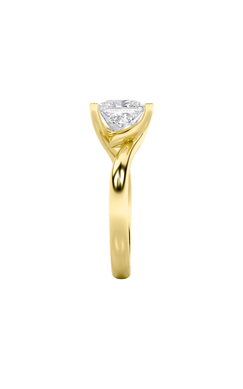 2Cttw Princess Shaped Lab Grown Diamond (F/VS) Bypass Shank Engagement Ring in 14K Gold