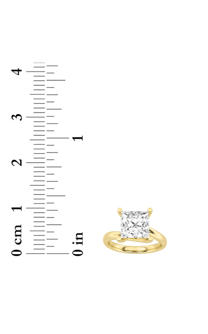 2Cttw Princess Shaped Lab Grown Diamond (F/VS) Bypass Shank Engagement Ring in 14K Gold