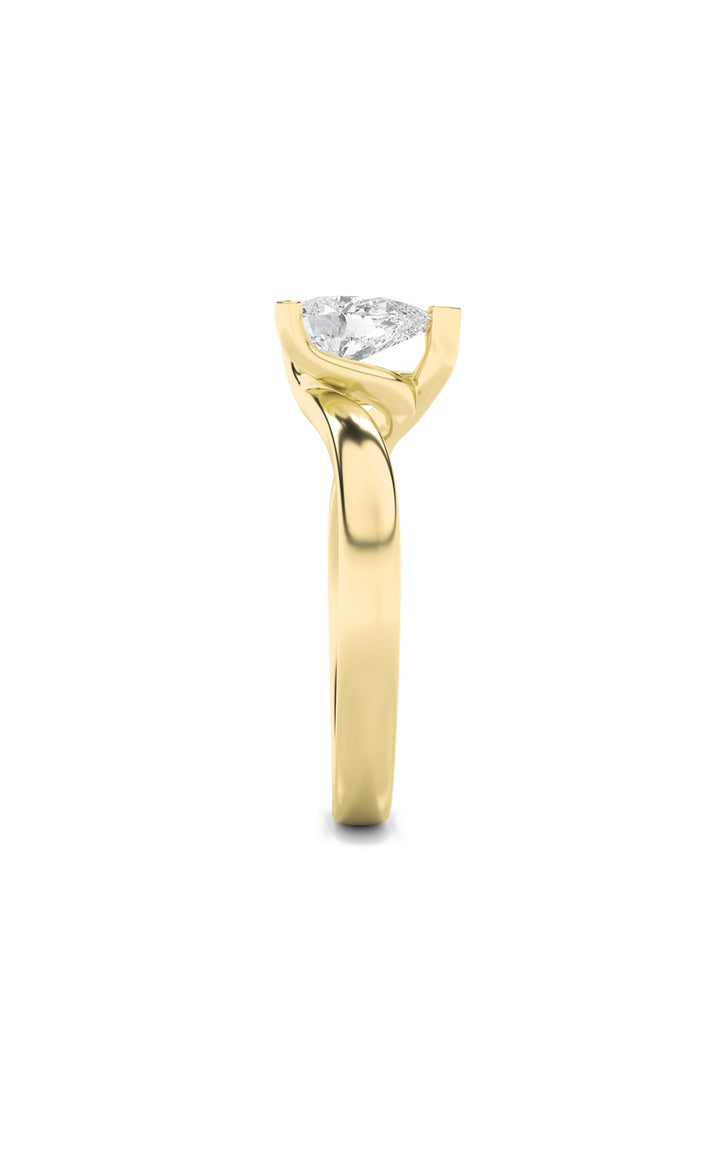 2Cttw Pear Shaped Lab Grown Diamond (F/VS) Bypass Shank Engagement Ring in 14K Gold