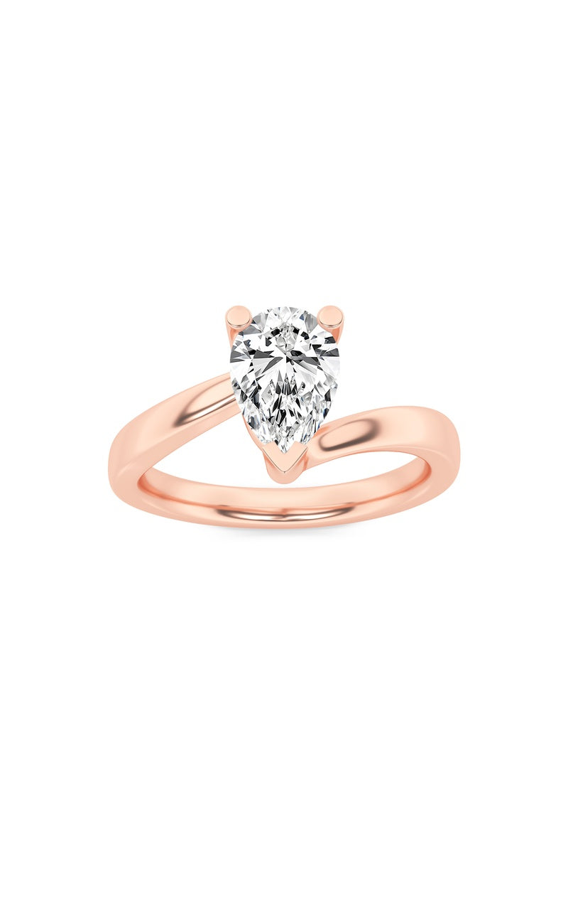 2Cttw Pear Shaped Lab Grown Diamond (F/VS) BypassShank Engagement Ring in 14K Gold