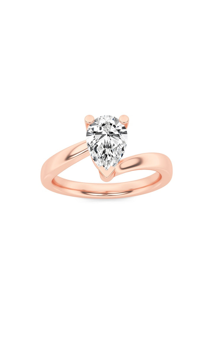 2Cttw Pear Shaped Lab Grown Diamond (F/VS) BypassShank Engagement Ring in 14K Gold