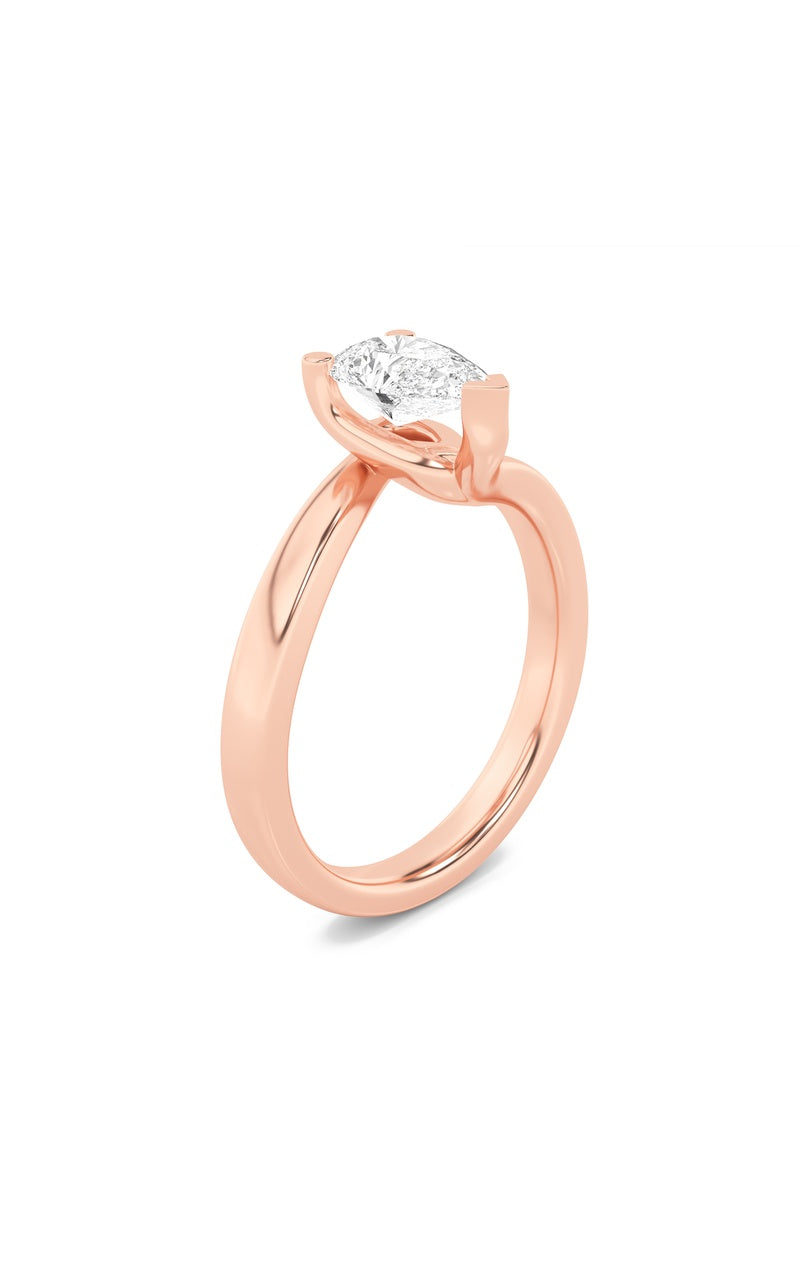 2CTW Pear Shaped Lab Grown Diamond (F/VS) Bypass Shank Engagement Ring in 14K Gold