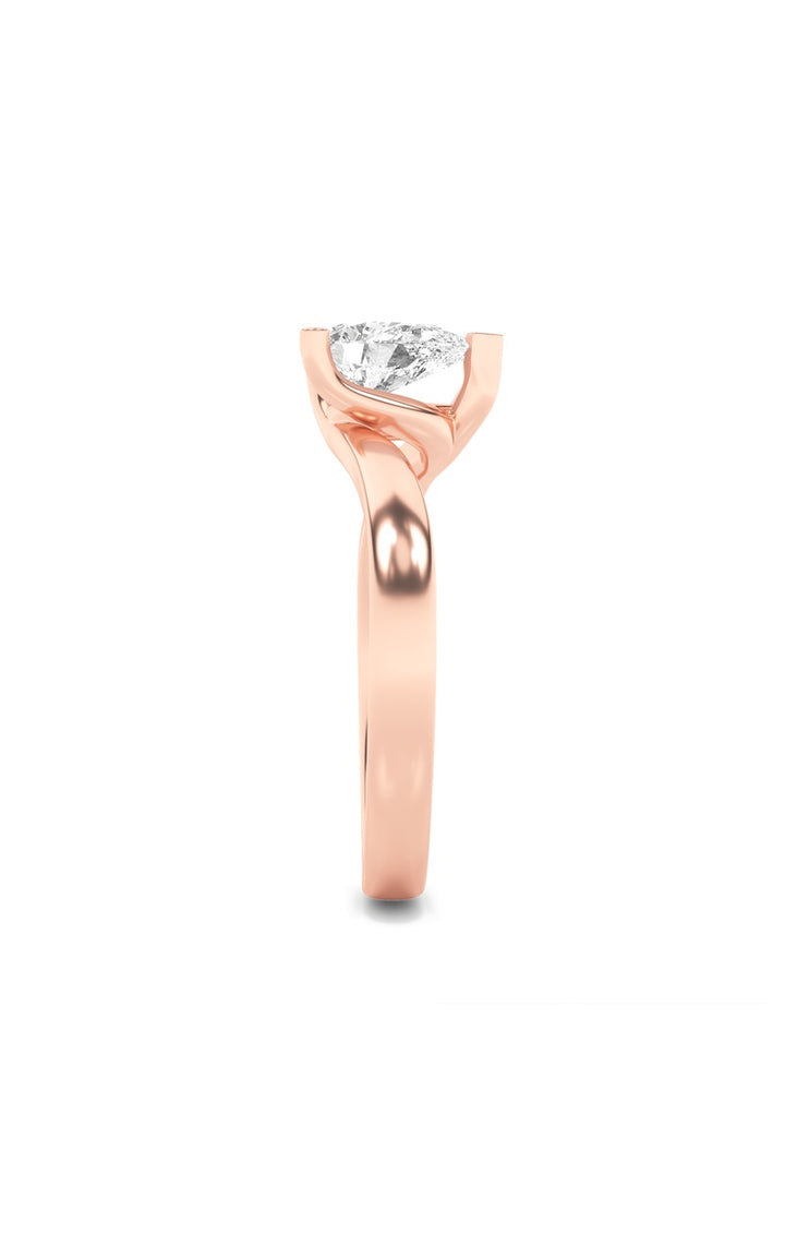 2Cttw Pear Shaped Lab Grown Diamond (F/VS) Bypass Shank Engagement Ring in 14K Gold