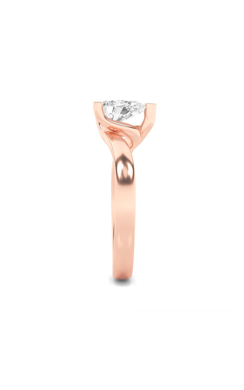 2Cttw Pear Shaped Lab Grown Diamond (F/VS) BypassShank Engagement Ring in 14K Gold