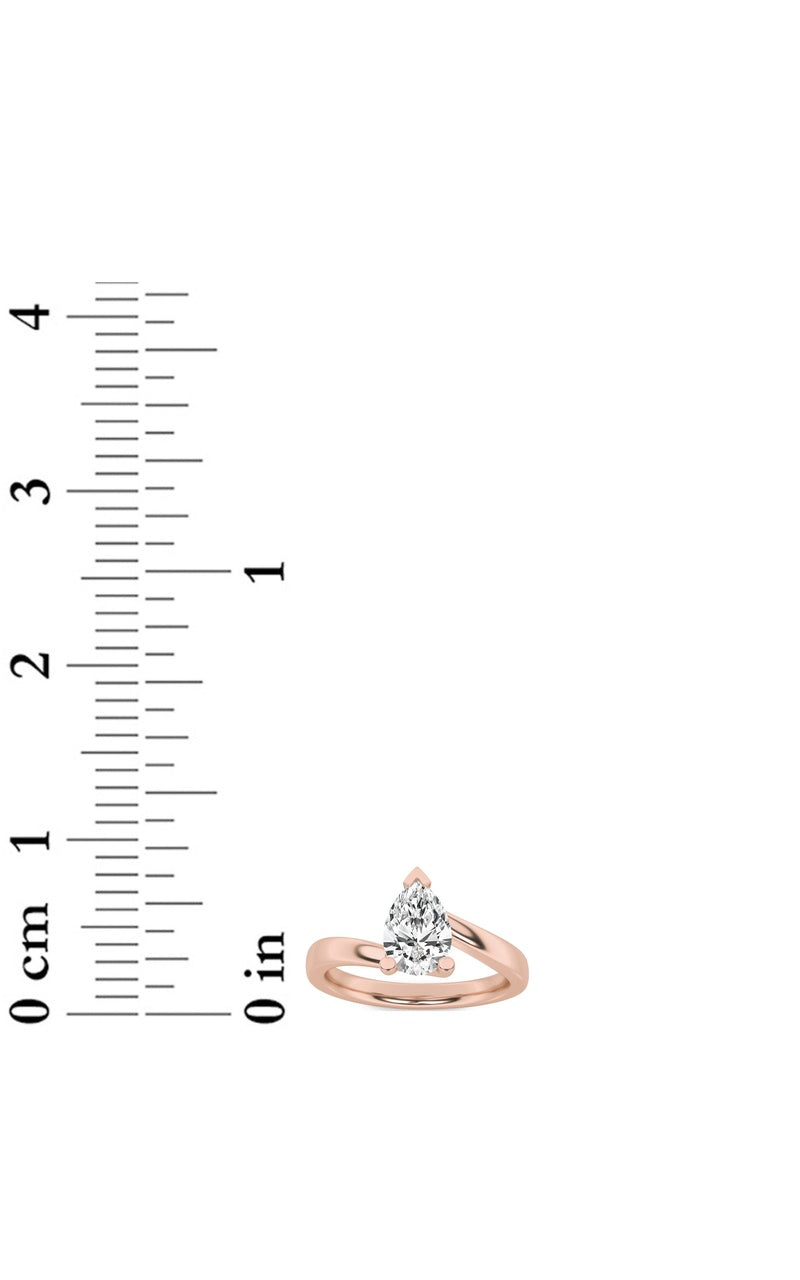 2Cttw Pear Shaped Lab Grown Diamond (F/VS) BypassShank Engagement Ring in 14K Gold