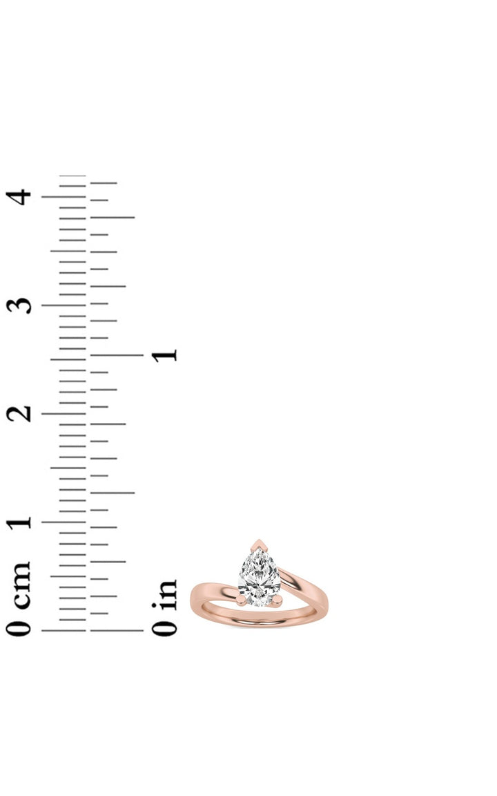 2Cttw Pear Shaped Lab Grown Diamond (F/VS) BypassShank Engagement Ring in 14K Gold
