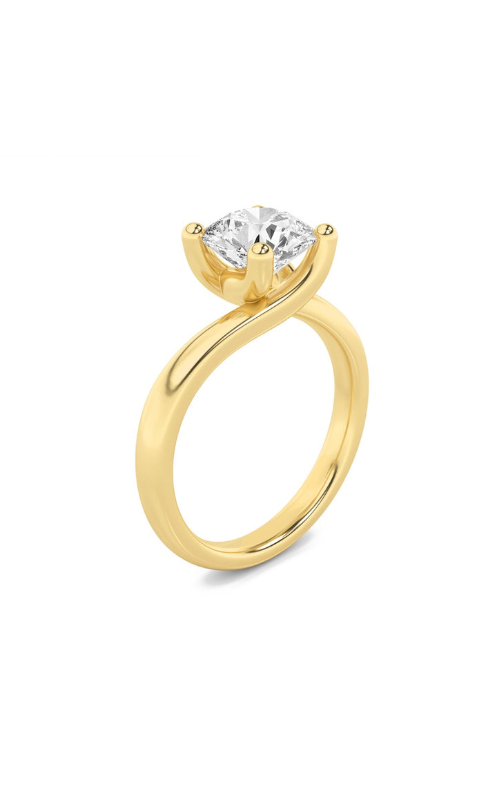1Cttw Round Shaped Lab Grown Diamond (F/VS) Bypass Shank Engagement Ring in 14K Gold