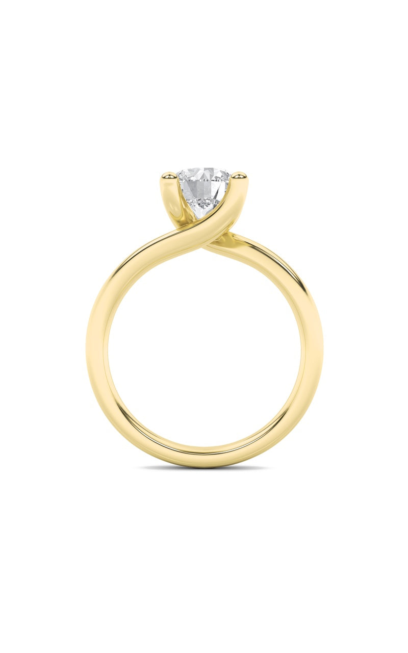 1CTW Round Shaped Lab Grown Diamond (F/VS) Bypass Shank Engagement Ring in 14K Gold