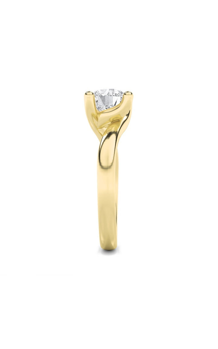 1CTW Round Shaped Lab Grown Diamond (F/VS) Bypass Shank Engagement Ring in 14K Gold