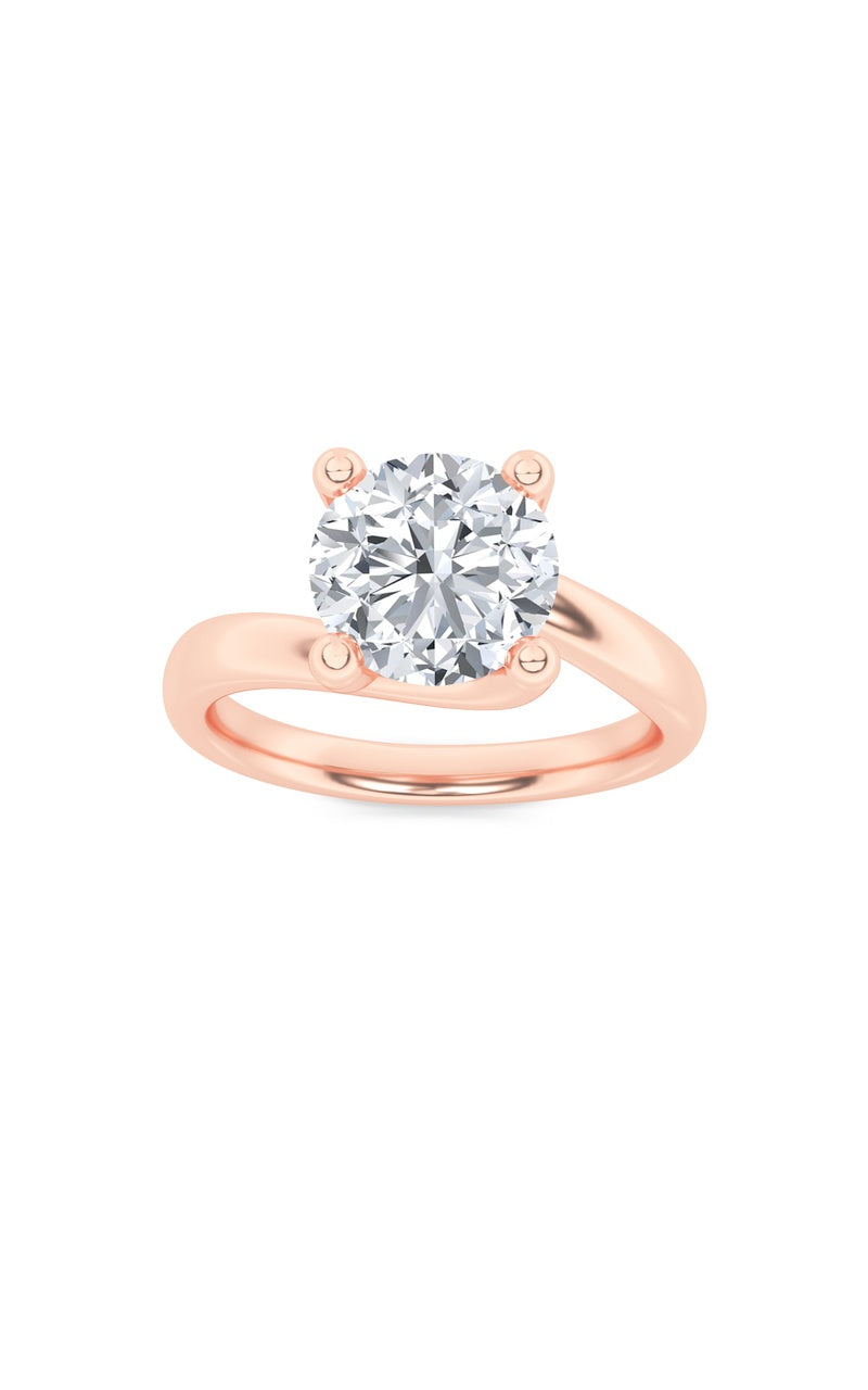 1Cttw Round Shaped Lab Grown Diamond (F/VS) Bypass Shank Engagement Ring in 14K Gold