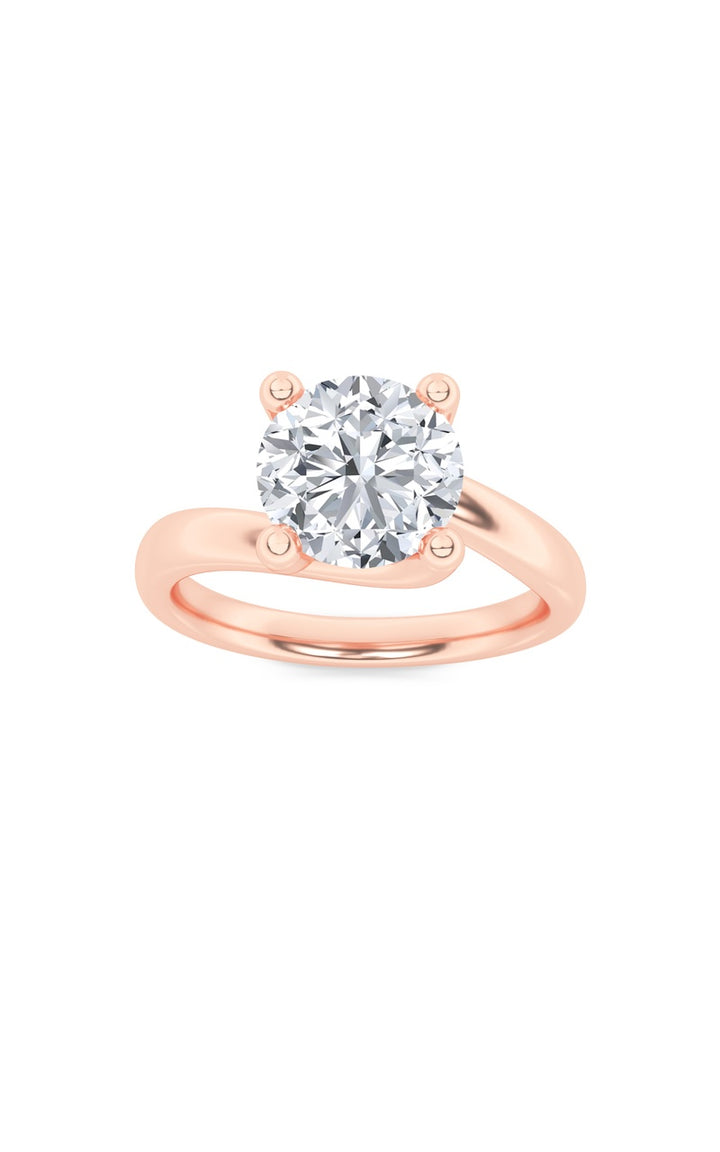 1Cttw Round Shaped Lab Grown Diamond (F/VS) Bypass Shank Engagement Ring in 14K Gold